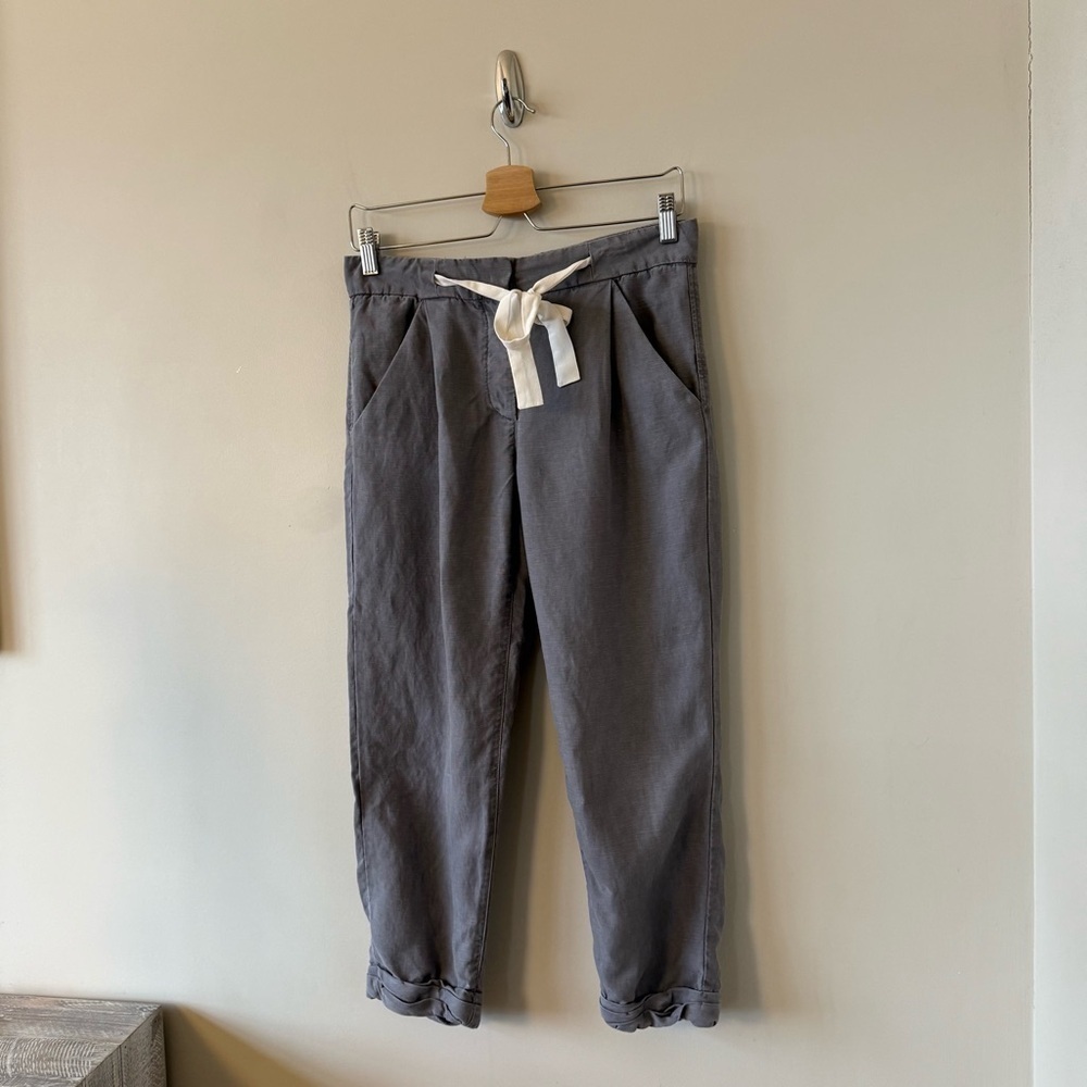 Aritzia-Linen Blend Allant Grey Pant (Size:2) - Picture 5 of 10